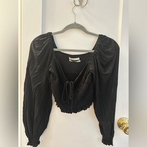 Urban outfitters small black crop ruffle top